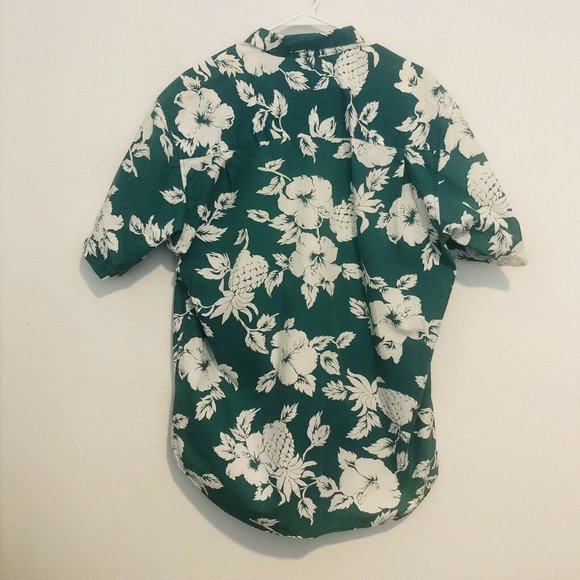 Vintage 90s GAP Made In Hong Kong Cotton Hawaiian Pineapple Floral Shirt Medium - Picture 2 of 12